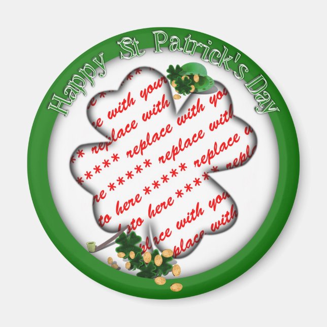 Aimant Frame photo Shamrock blanc de la Saint Patrick (Devant)