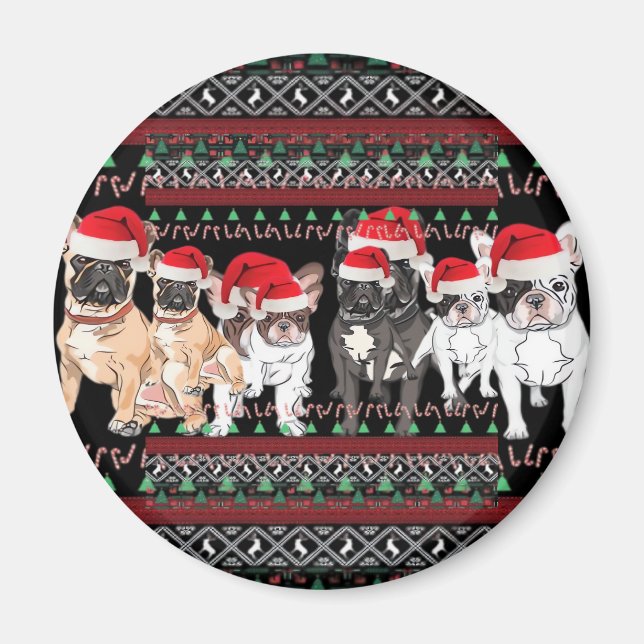 Aimant Français Bulldog laide de Noël Sweat essentiel T- (Devant)