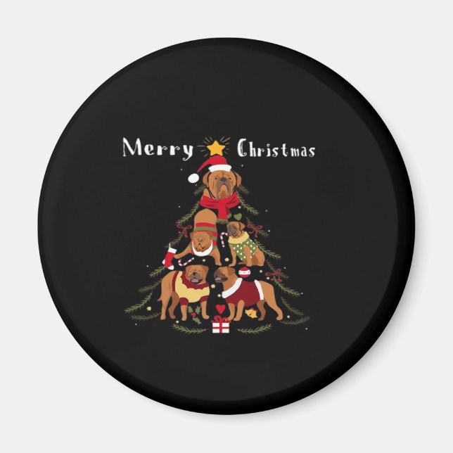 Aimant Français Mastiff Dogue de Bordeaux Arbre de Noël X (Devant)