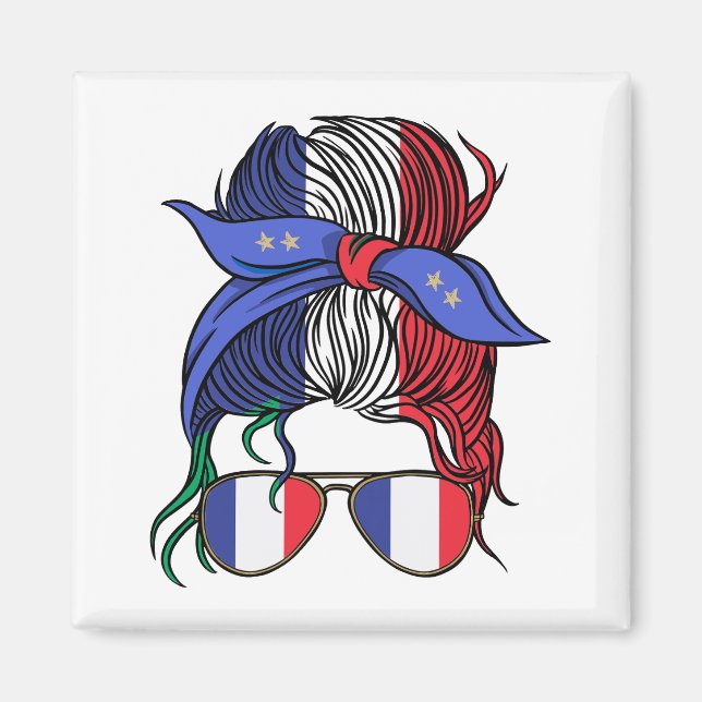 Aimant France pimentée avec le drapeau français (Devant)