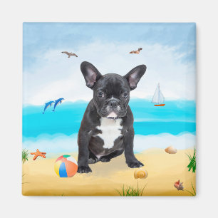 Aimant French Bulldog sur la plage