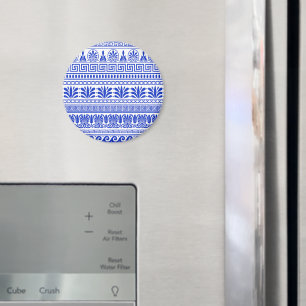 Aimant Fret grec, Motif méditerranéen, Bleu