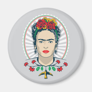 Aimant Frida Kahlo   Floral Vintage