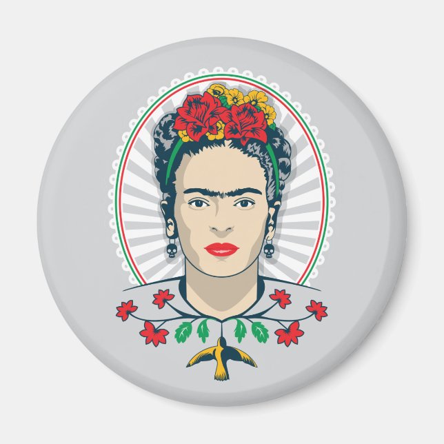 Aimant Frida Kahlo | Floral Vintage (Devant)