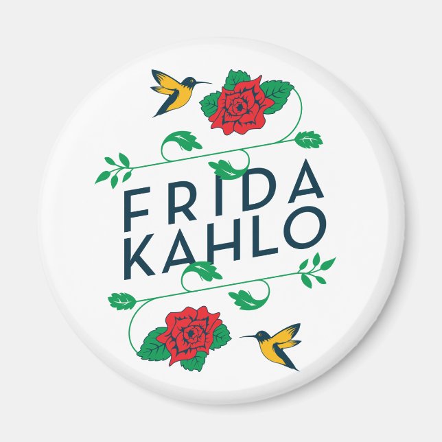 Aimant Frida Kahlo | Typographie florale (Devant)