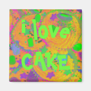 Aimant frigidaire pour gâteaux orange "i love cake