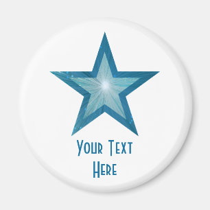 Aimant frigo Blue Star 'Your Text' blanc