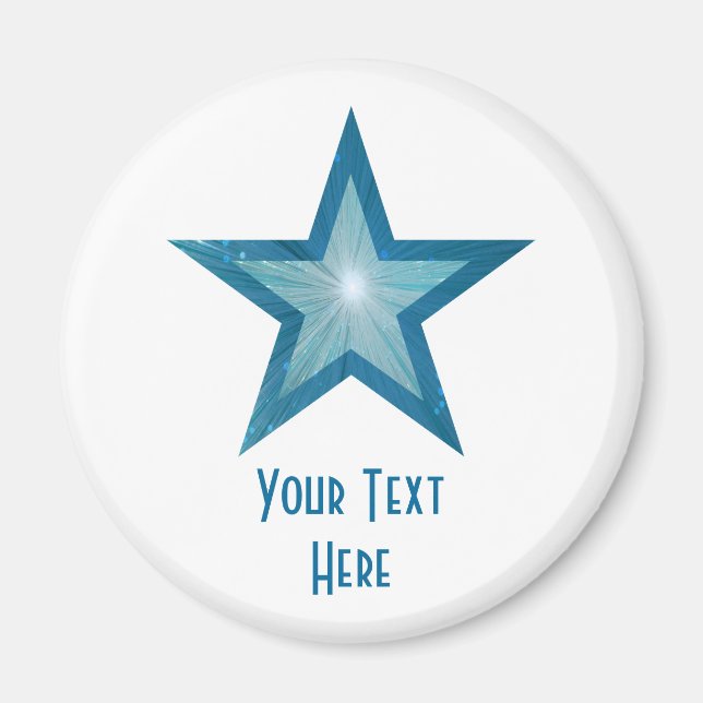 Aimant frigo Blue Star 'Your Text' blanc (Devant)