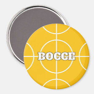 Aimant frigo Bocce Ball jaune avec texte personnal