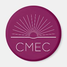 Aimant frigo CMEC - rouge profond avec logo blanc