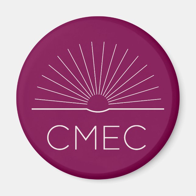 Aimant frigo CMEC - rouge profond avec logo blanc (Devant)