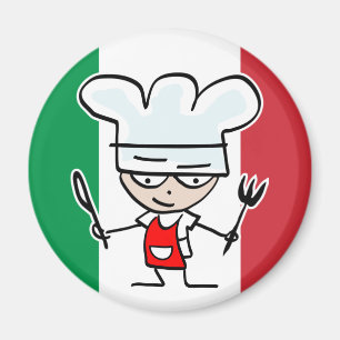 Aimant frigo cuisinier italien avec dessin animé e