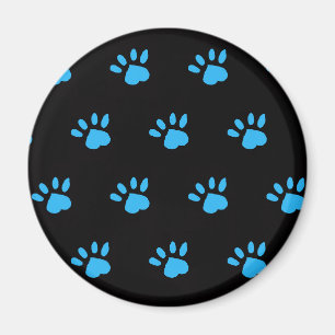 Aimant frigo Empreinte de patte (noir et bleu)