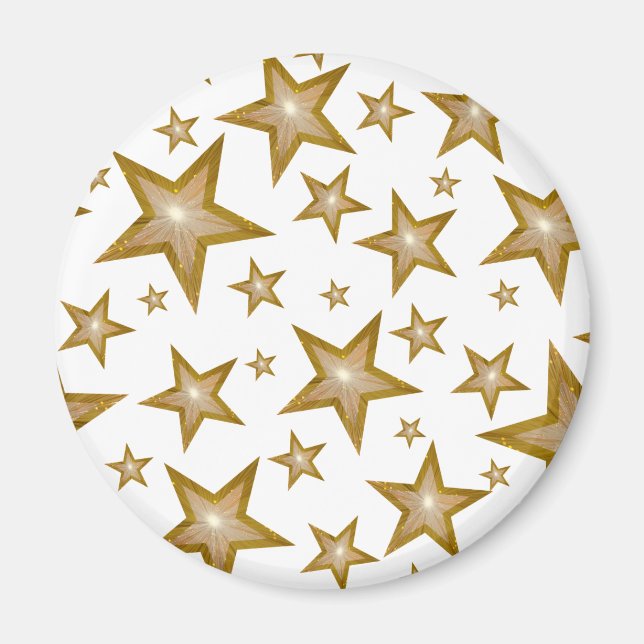 aimant frigo Gold Star rond blanc (Devant)