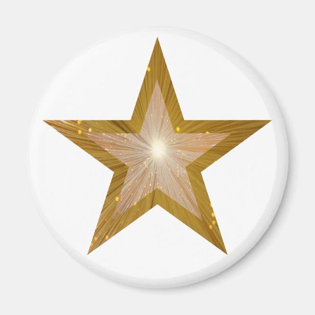 aimant frigo Gold Star rond blanc (Devant)