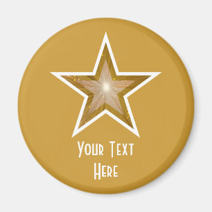 Aimant frigo "Gold" Star "Your Text"