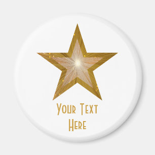 Aimant frigo "Gold" Star 'Your Text' blanc