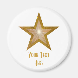 Aimant frigo "Gold" Star 'Your Text' blanc