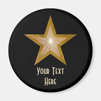 Aimant frigo "Gold" Star "Your Text" noir