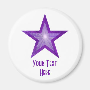Aimant frigo Purple Star 'Your Text' blanc