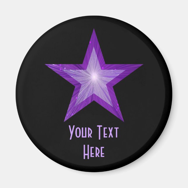 Aimant frigo Purple Star 'Your Text' noir (Devant)