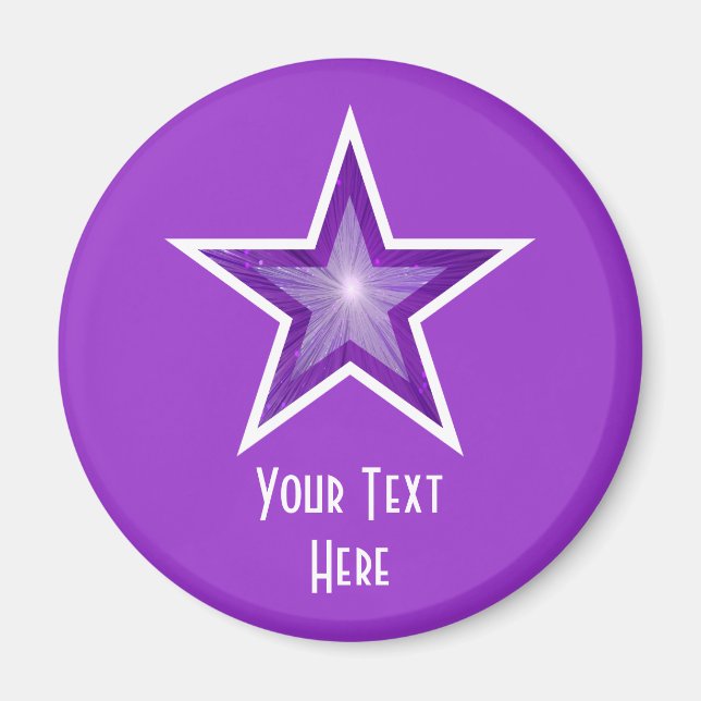 Aimant frigo Purple Star 'Your Text' violet (Devant)