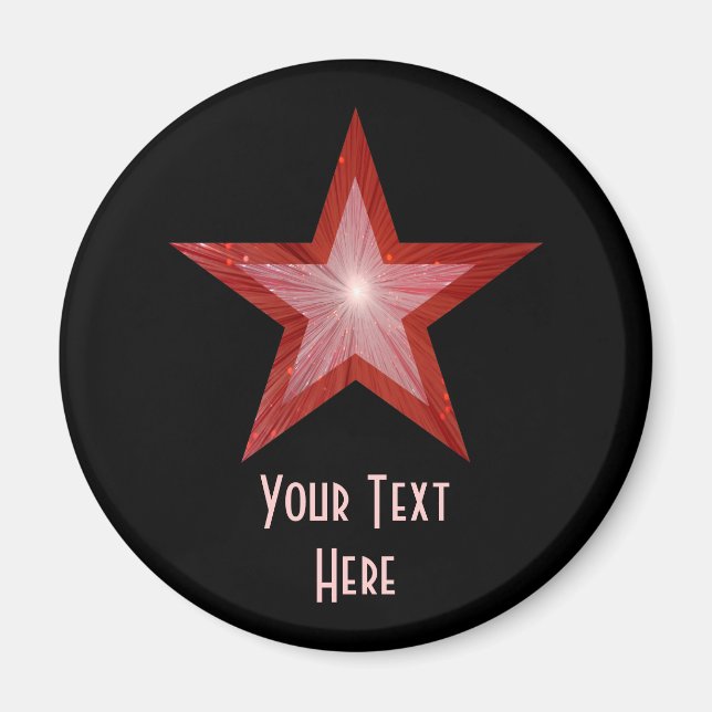 Aimant frigo Red Star 'Your Text' noir (Devant)