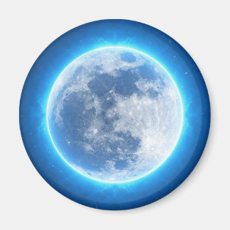 Aimant frigo rond avec une lune éclairée