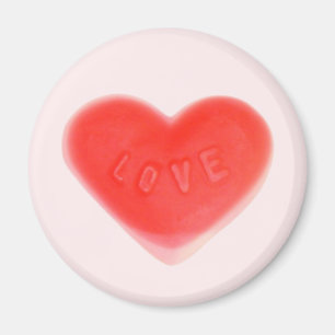 Aimant frigo rose coeur doux rond