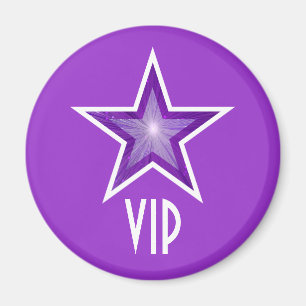 Aimant frigo violet étoile 'VIP' rond violet