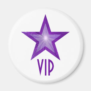Aimant frigo 'VIP' violet étoile blanc rond