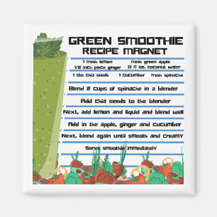 Aimant frigorifique à recette Smoothie verte 