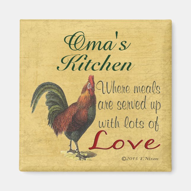 Aimant frigorifique de cuisine Oma Rooster (Devant)