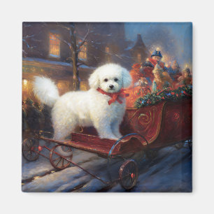 Aimant Frise de Bichon Frise Festin de Noël
