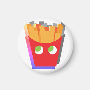 Aimant Frites Glitch Rouges et Jaunes Simples Drôles Mode