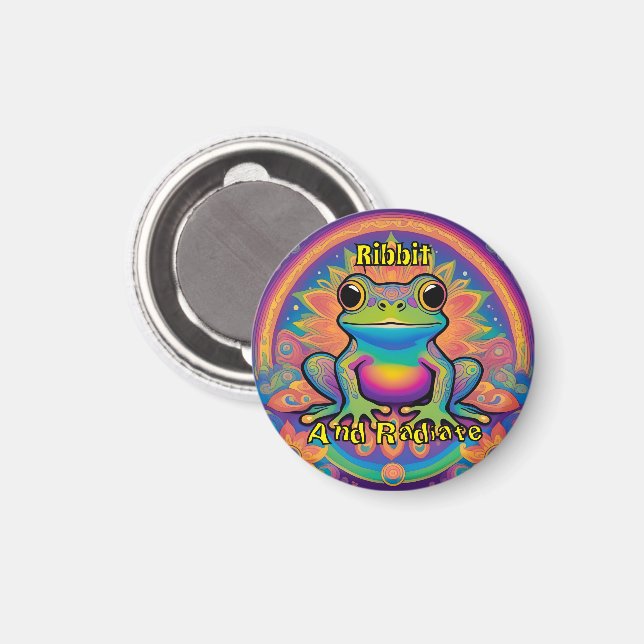 Aimant Frog de Ribbit et de Radiate - Boho Psychedelic Su (Recto/Verso)
