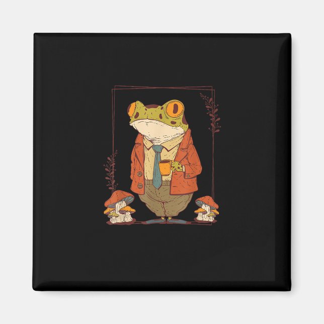 Aimant Frog Goblincore Academia Aesthetic Mushroom (Devant)