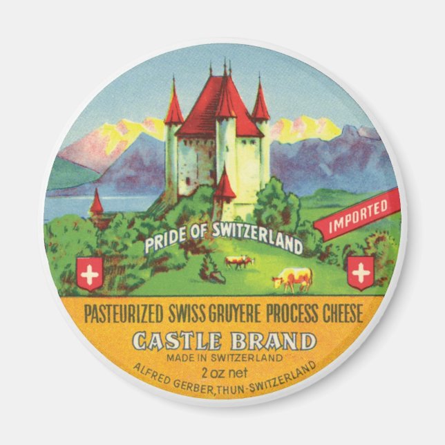 Aimant Fromage Suisse Gruyere Château Suisse Importé (Devant)