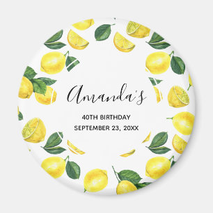 Aimant Fruit Motif d'aquarelle aux citrons jaunes Anniver