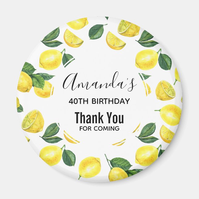 Aimant Fruit Motif d'aquarelle aux citrons jaunes Anniver (Devant)
