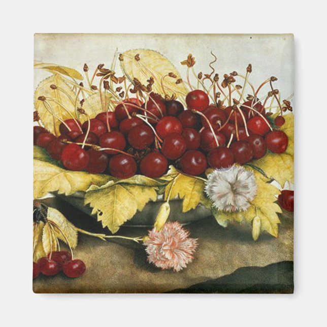 AIMANT FRUITS DE SAISON / CHERRIES ET CARNATIONS (Devant)