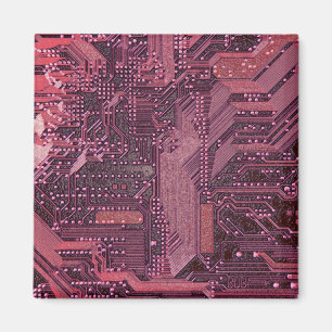 Aimant Fuchsia Cyber Circuit Board Tech Art Electronique