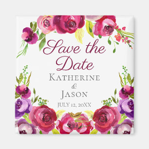 Aimant Fuchsia Pink Floral Garden Sauvez la date