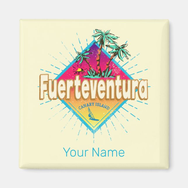 Aimant Fuerteventura Surfer Canaries Vintage (Devant)