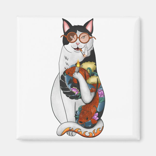 Aimant fumeur de chat (Devant)