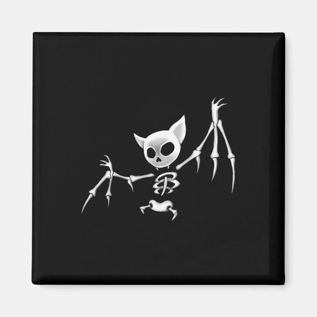 Aimant Fun Effrayant Flying Dark Skeleton Bat Halloween C (Devant)