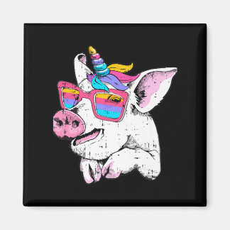 Aimant Fun Pig Piglet Unicorn Horn Glasses mignonne Farm 