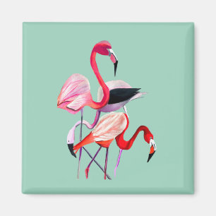 Aimant Fun rose flamingo aquarelle illustration