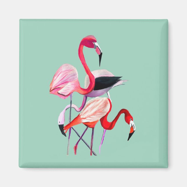 Aimant Fun rose flamingo aquarelle illustration (Devant)