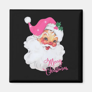Aimant Fun Vintage Pink Santa Claus Design de Noël rose